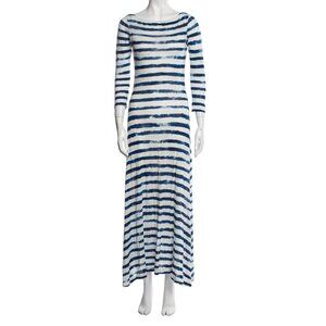 Ralph Lauren Black Label 100% Linen Paint Stroke Striped Maxi Dress